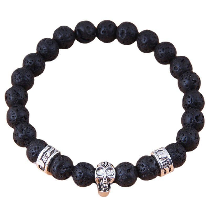 Wholesale Metal Owl Lava Stone Bracelet